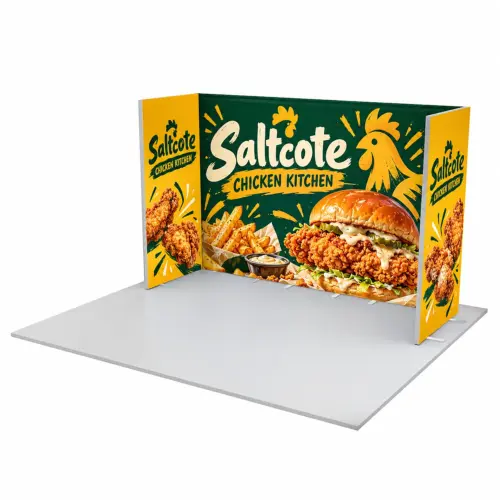 Link Up Kit 1 - 3m x 1m Open on 2 sides - 2.5m High, shown with example artwork