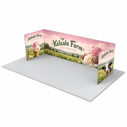 Link Up Kit 3 - 6m x 3m Open on 2 sides - 2.5m High, shown with example artwork