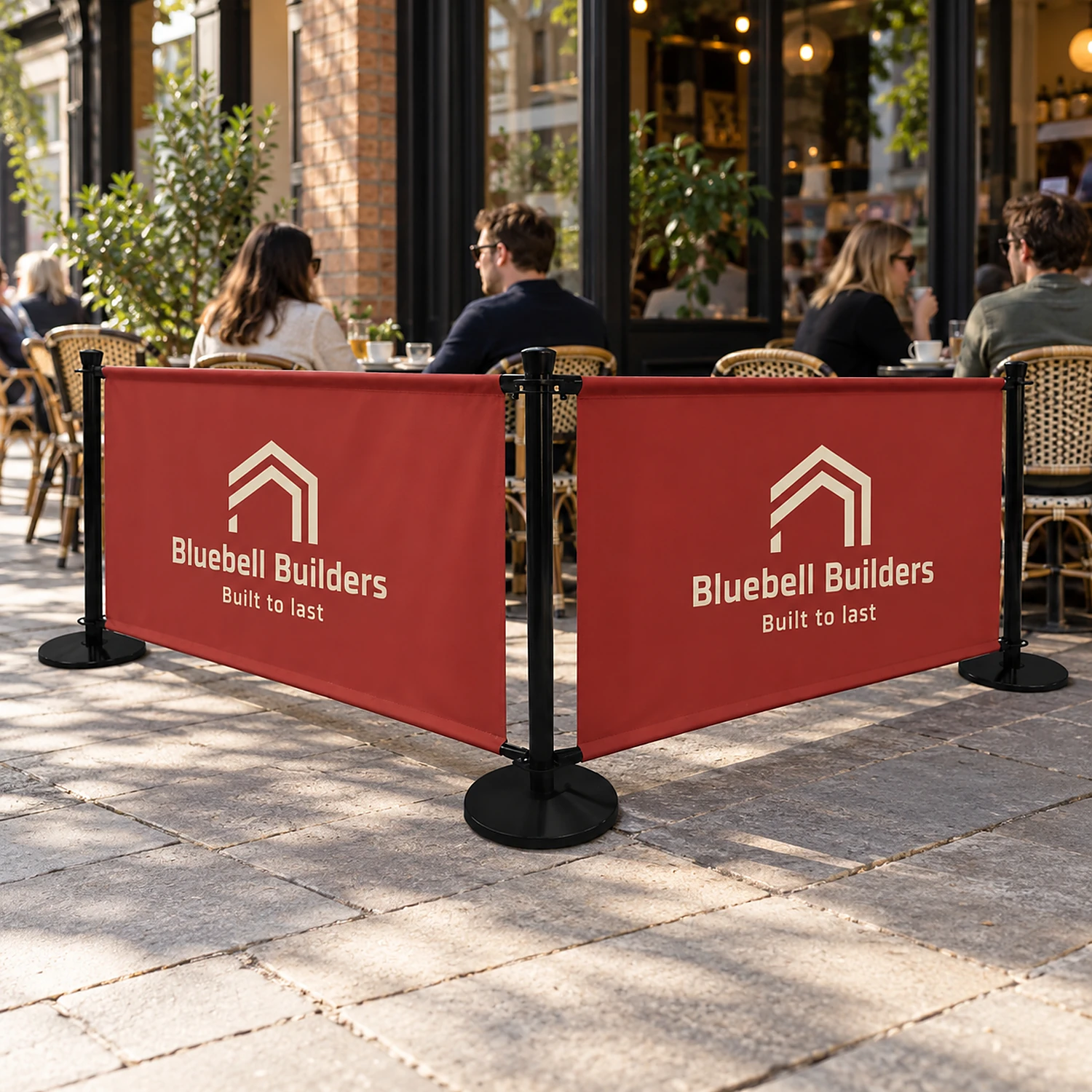 Mocha cafe barrier around a cafe pavement terrace