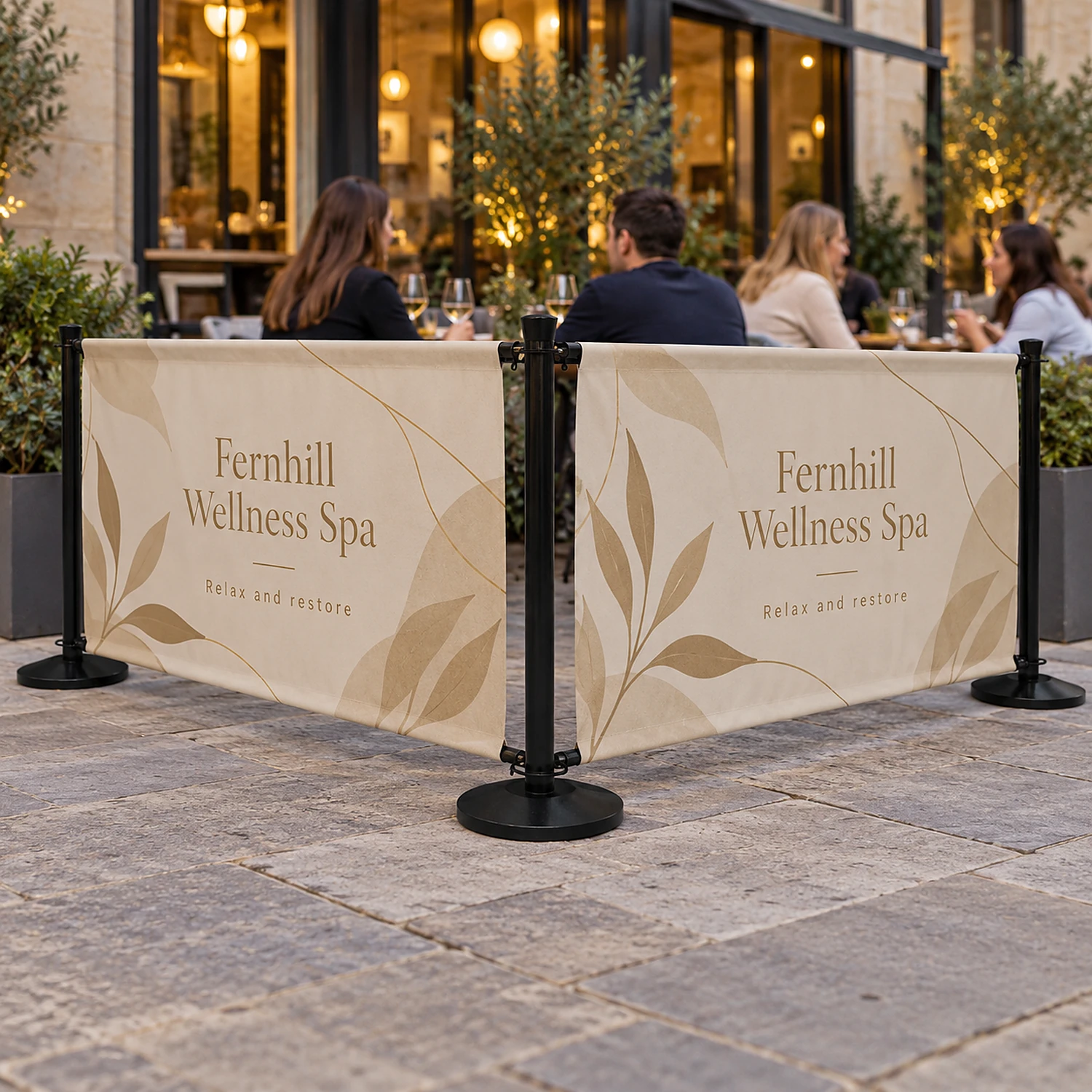 Mocha cafe barrier outside a restaurant
