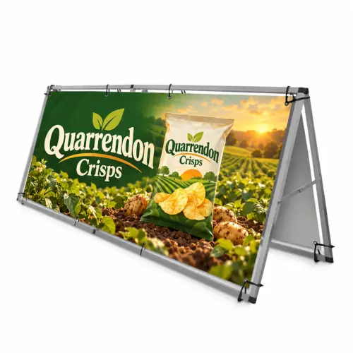 Monsoon Banner Frame - 3000mm x 1250mm - Single-Sided, shown with example artwork