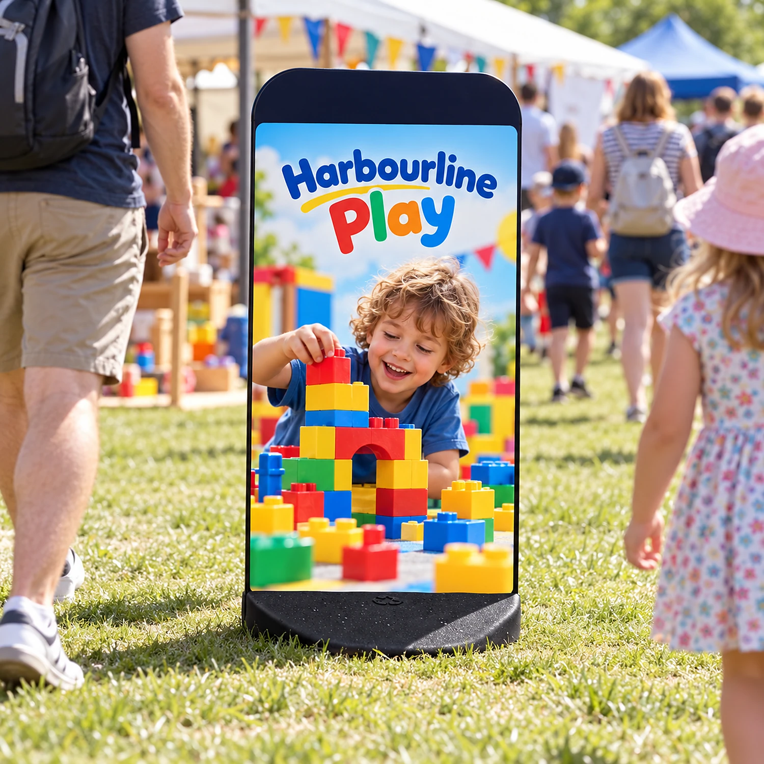 Pavement sign at an outdoor event