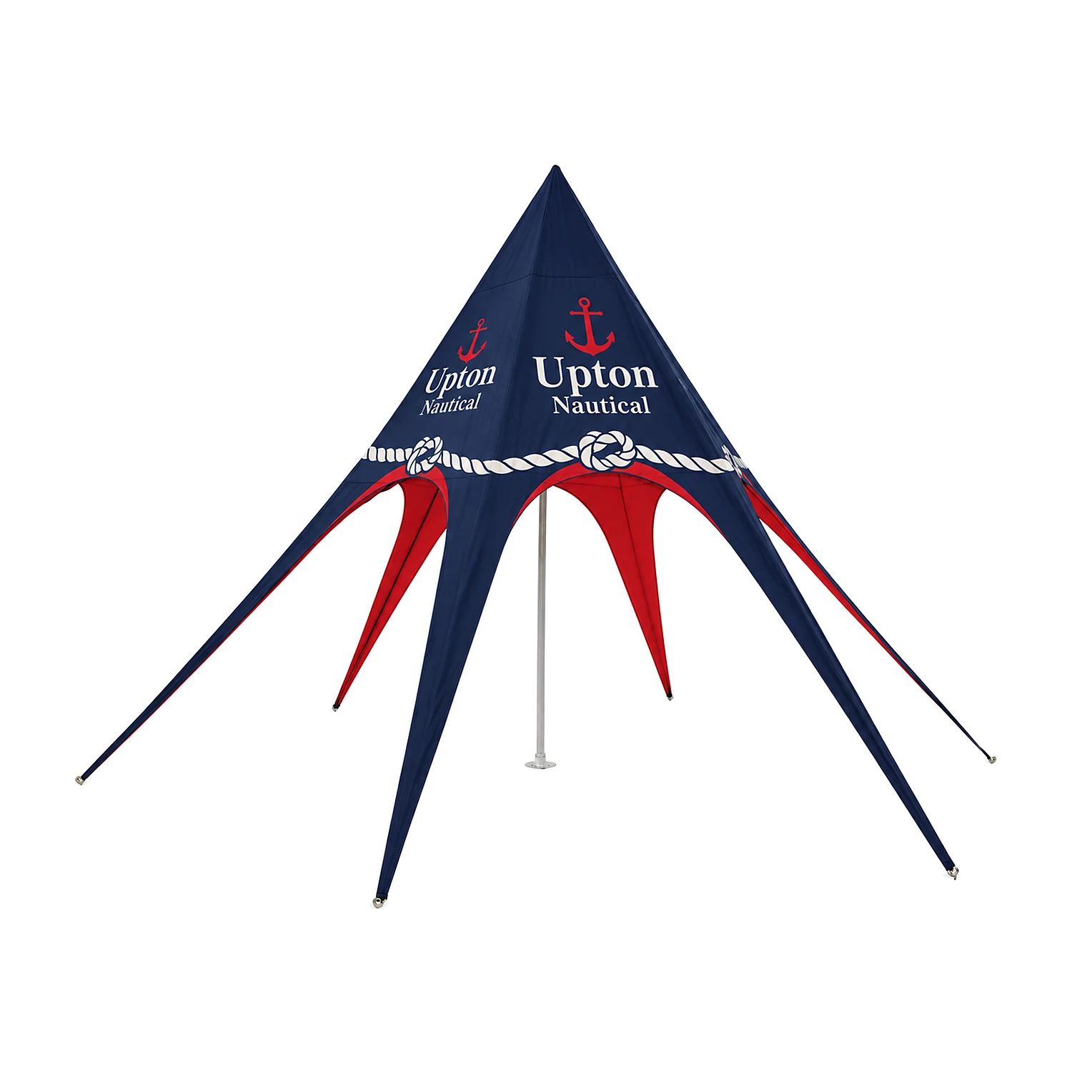 Printed star tent printed with an example design