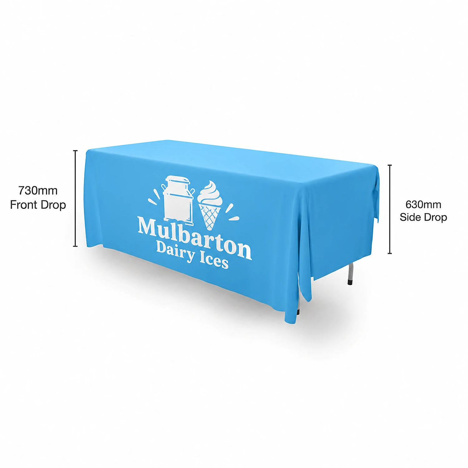 Printed Tablecloth for 8ft Trestle Table - 1540mm x 3660mm, shown with example artwork