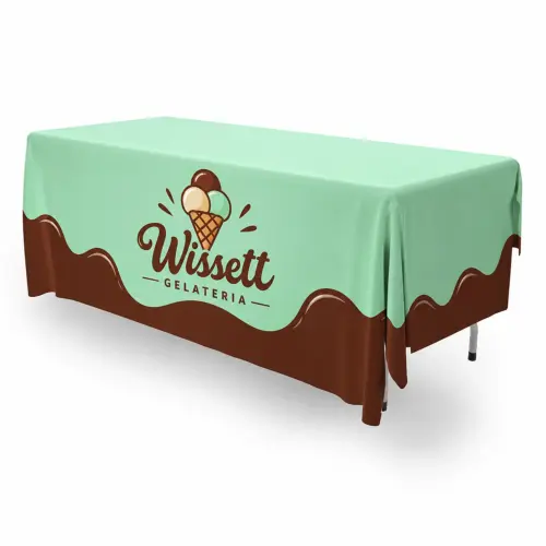 Printed Tablecloth for 8ft Trestle Table - 1540mm x 3660mm, shown with example artwork