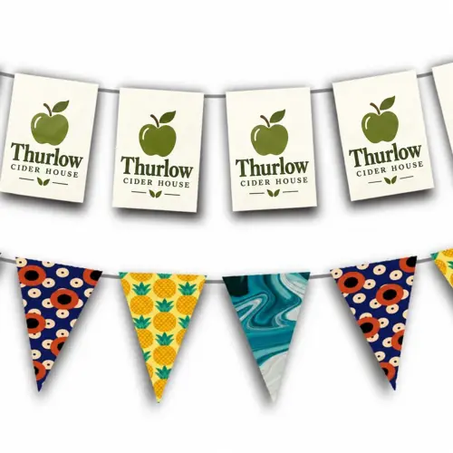 Promotional Bunting - Triangular - Paper - 10m Length - Full Colour, shown with example artwork