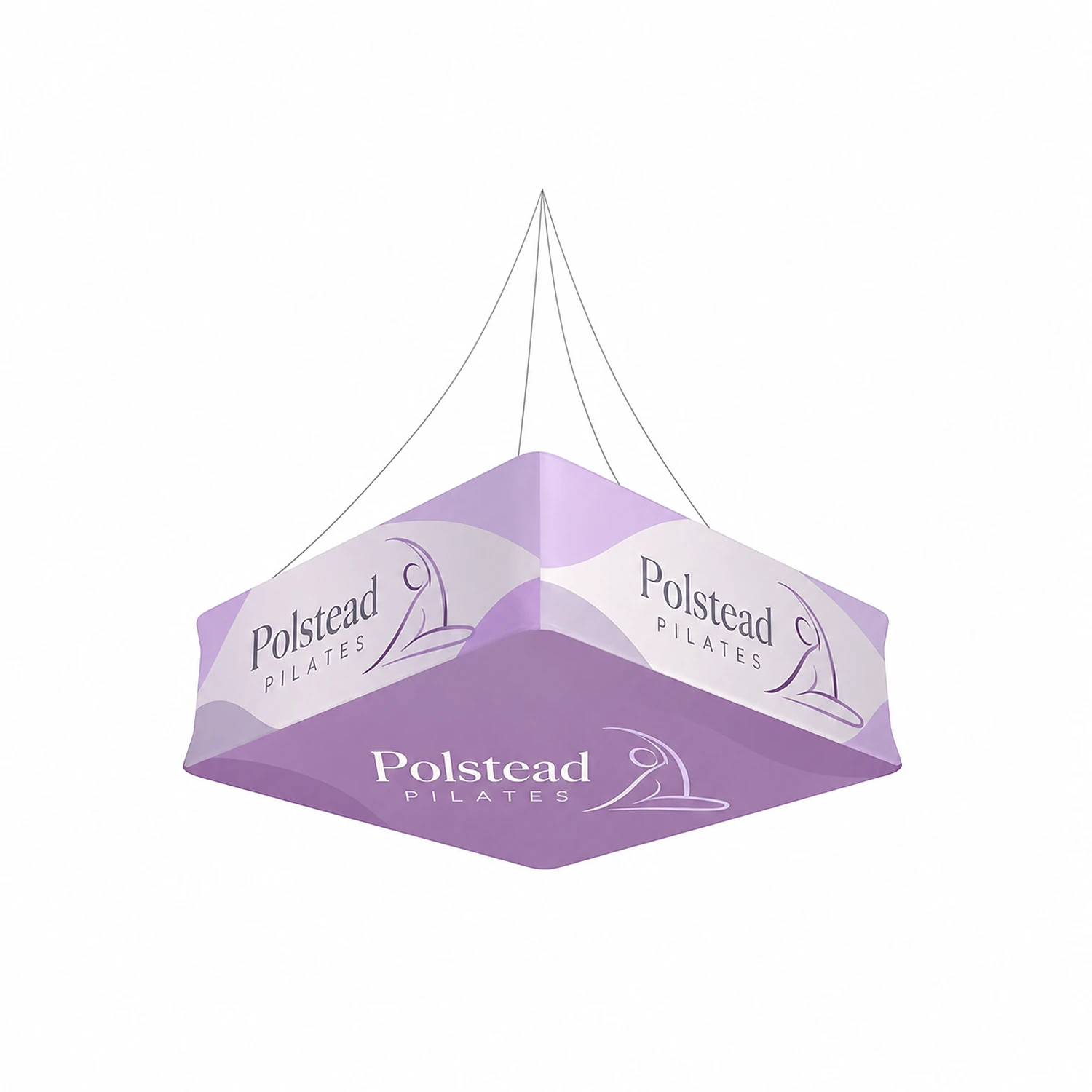 Quad Blimp - Hanging Banner System - Double-Sided Print - 8ft x 48in, shown with example artwork