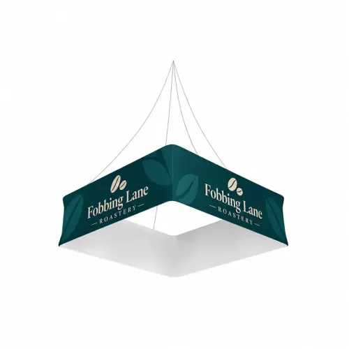 Quad Blimp - Hanging Banner System - Double-Sided Print - 8ft x 48in, shown with example artwork