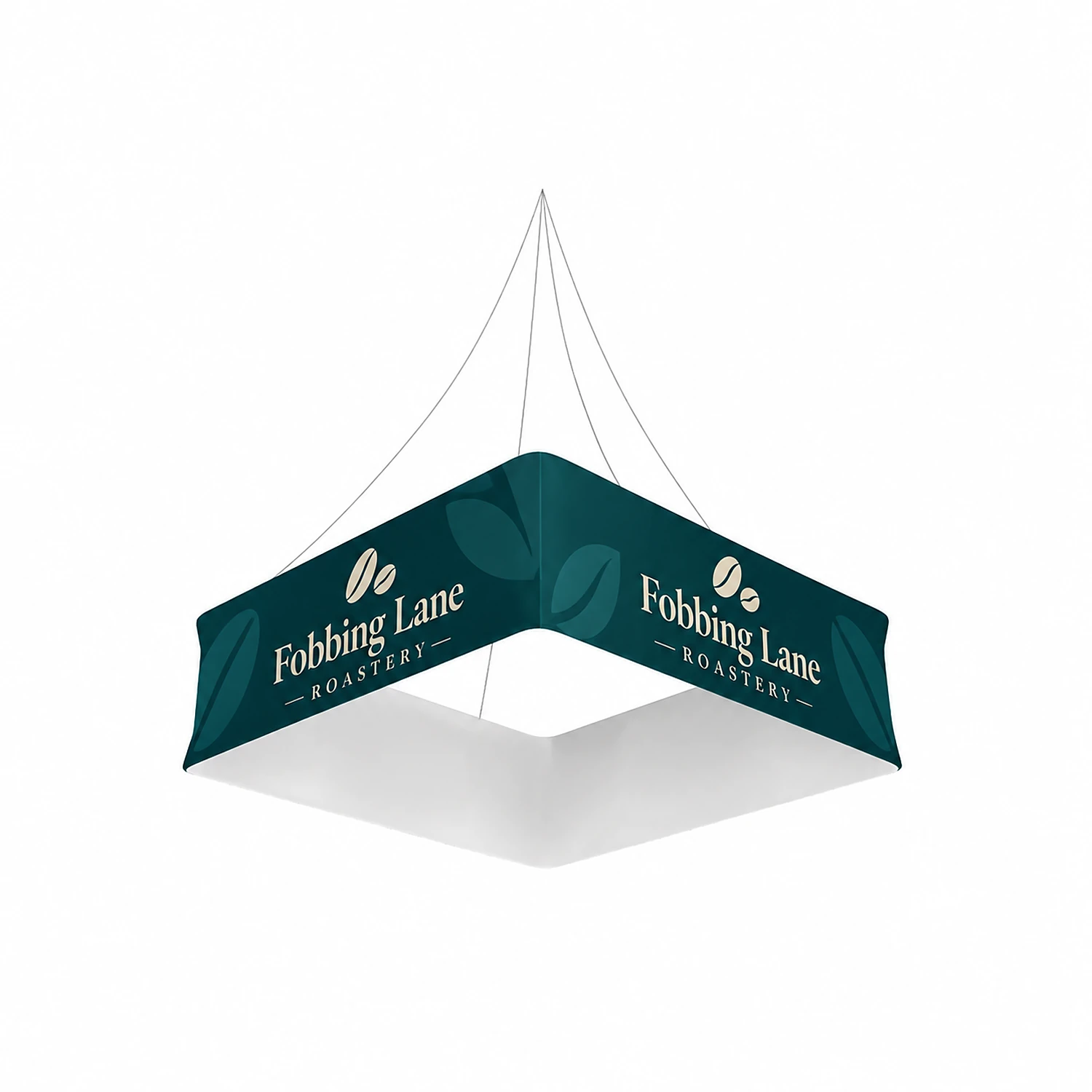 Quad Blimp - Hanging Banner System - Double-Sided Print - 8ft x 48in, shown with example artwork