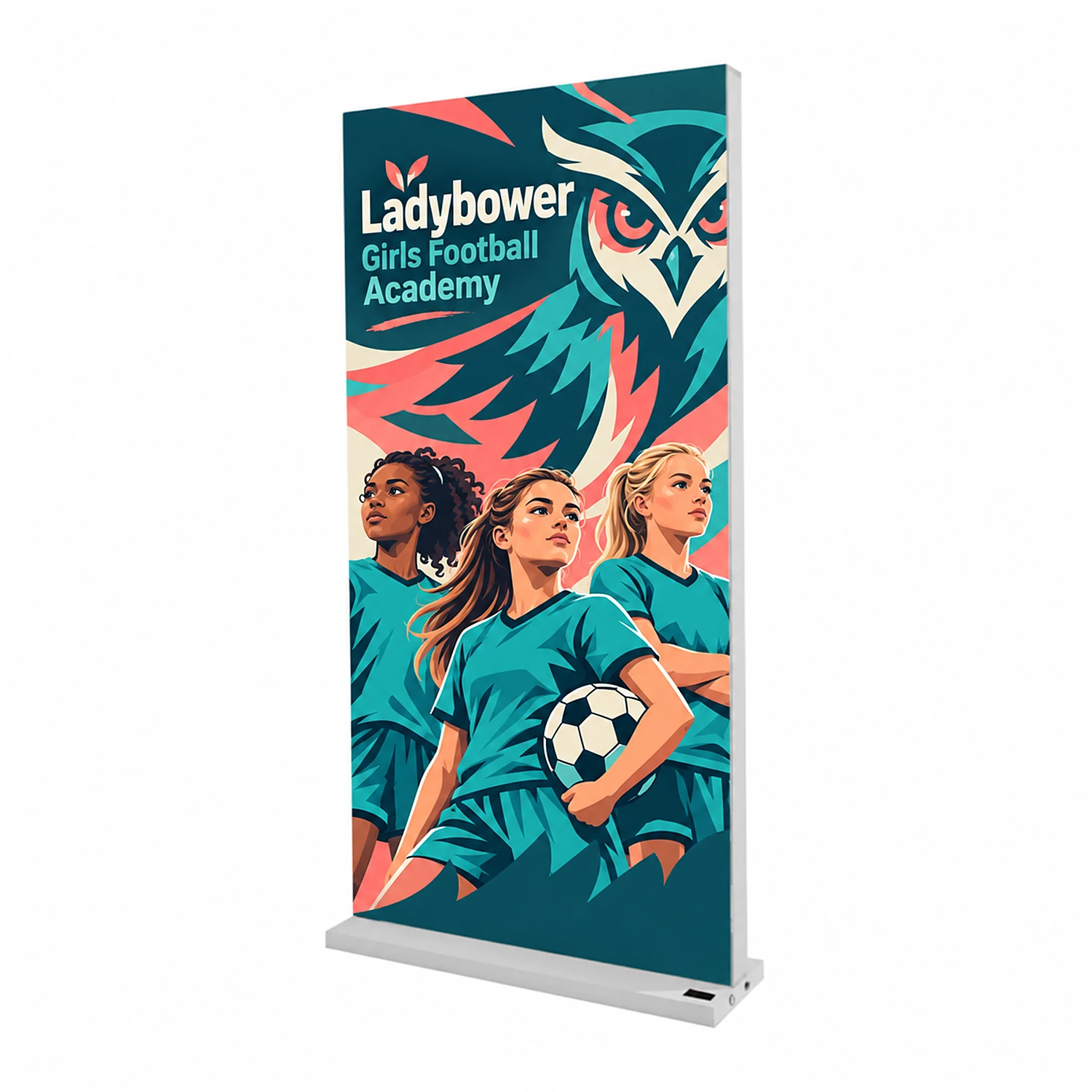 Rayo LED Wireless Light Box - 1000mm x 2000mm x 850mm - Double-Sided, shown with example artwork