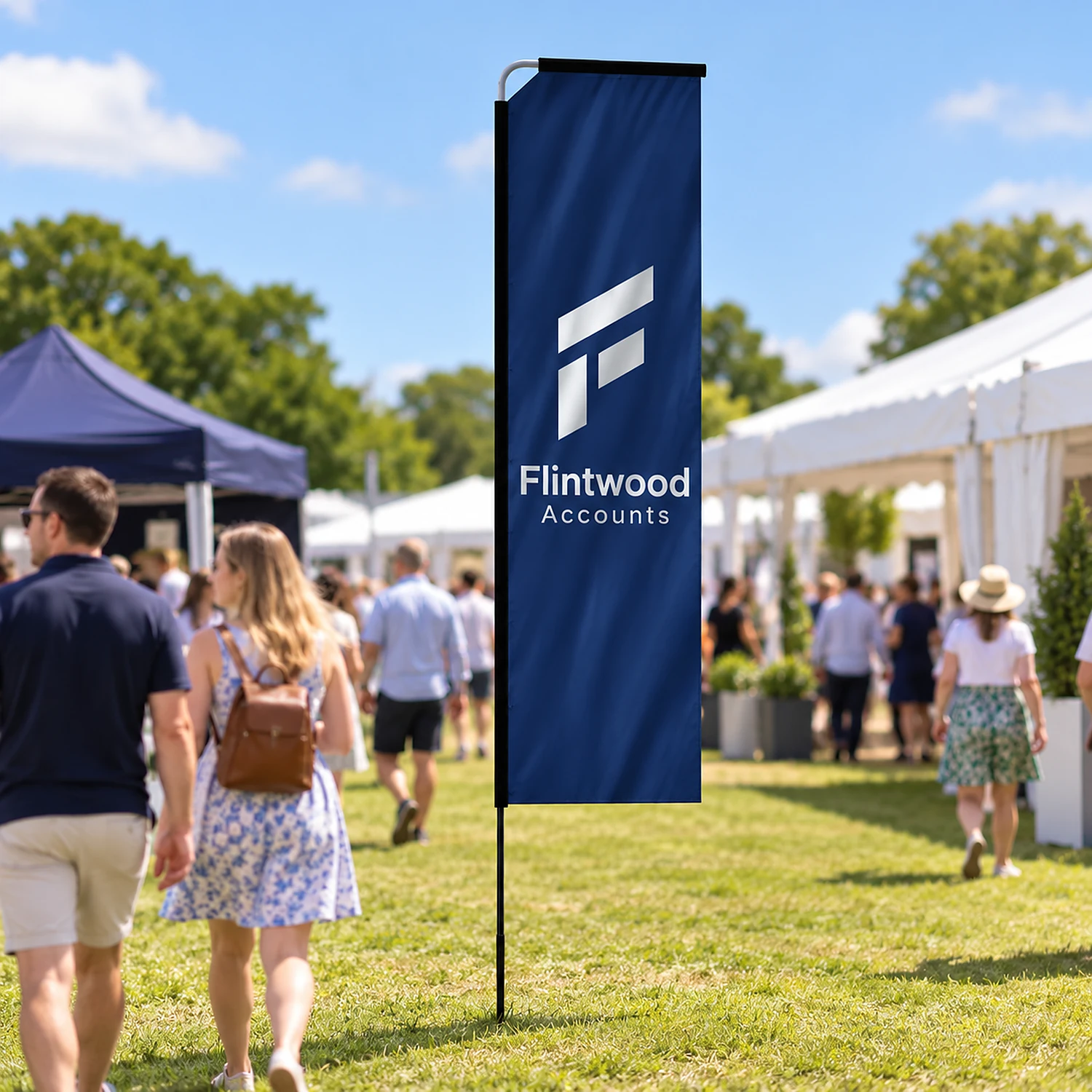 Rectangle flag at an outdoor event