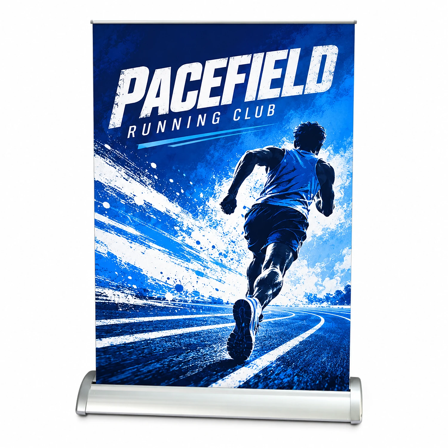 Rhino Desktop Roller Banner - Full Colour Custom Print - A4 Size, shown with example artwork
