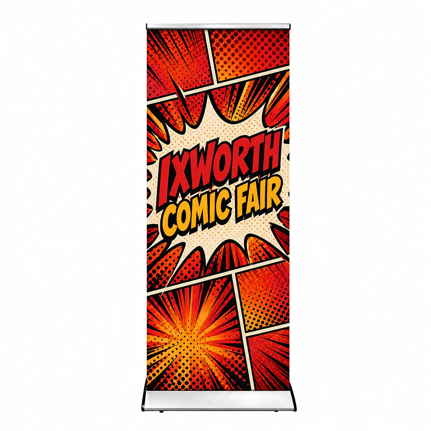 Rhino Roller Banner - 800mm Width x 2000mm Height, shown with example artwork