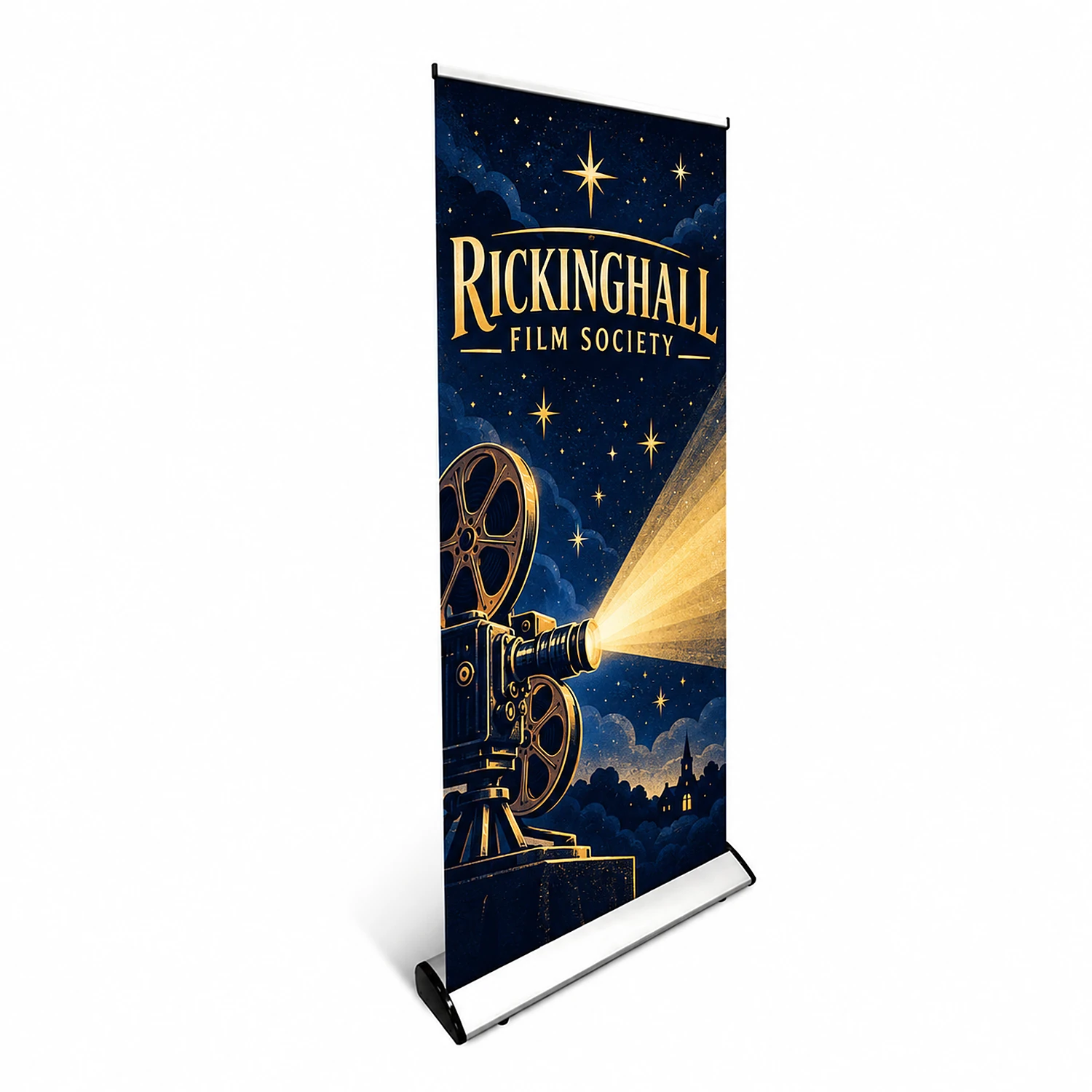 Rhino Roller Banner - 800mm Width x 2000mm Height, shown with example artwork