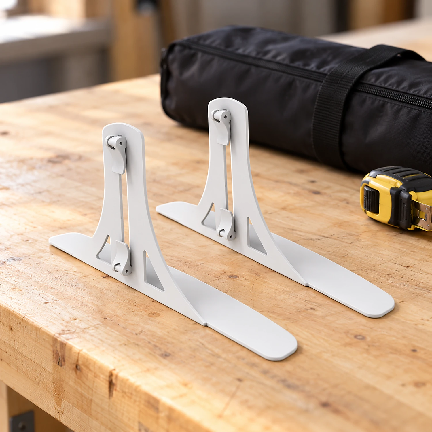 Pair of side feet on a workbench