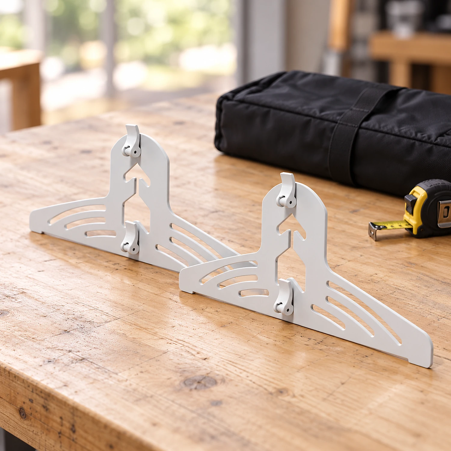 Pair of side feet on a workbench