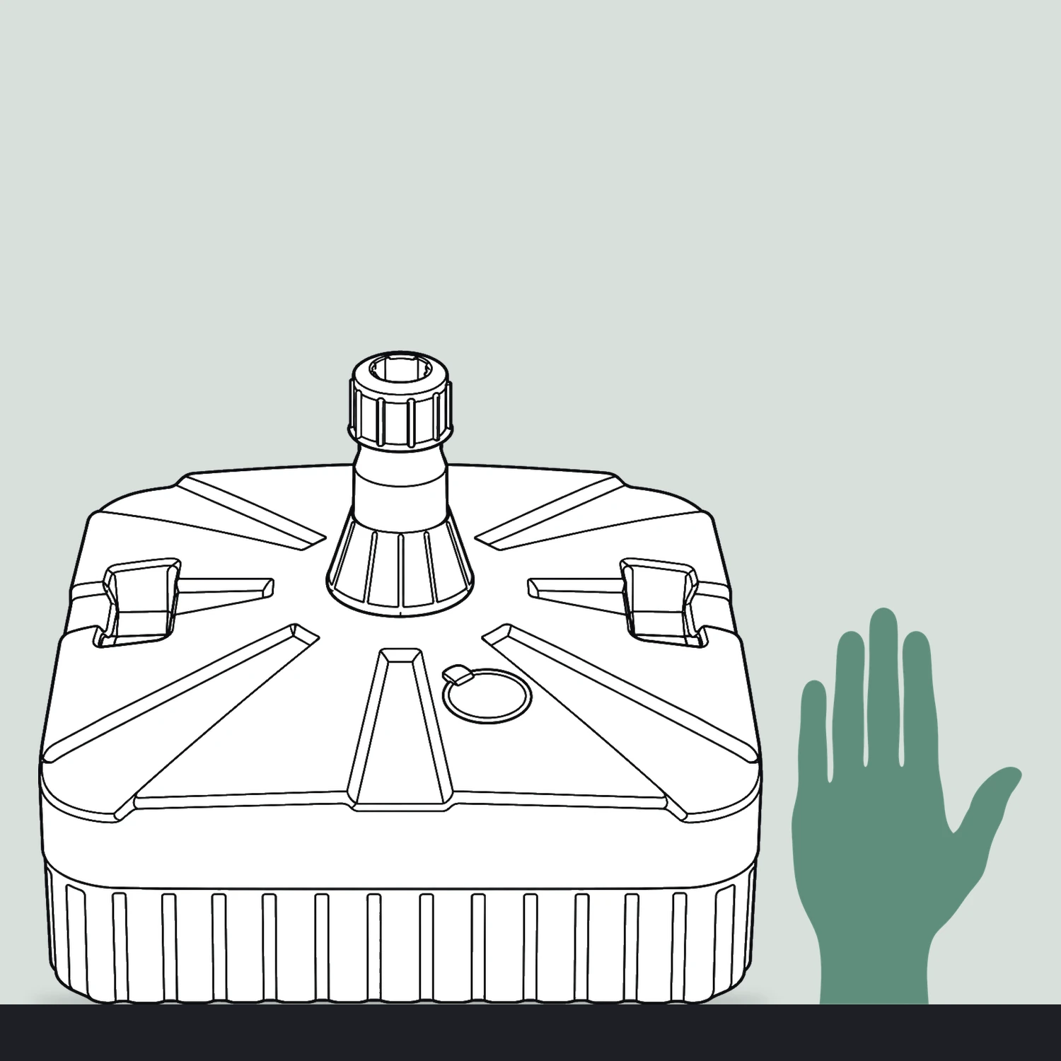 Small water base size compared with a hand