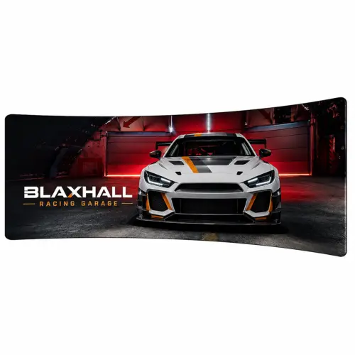 Soft Touch Curved Fabric Display - 6m Wide - Double-Sided, shown with example artwork