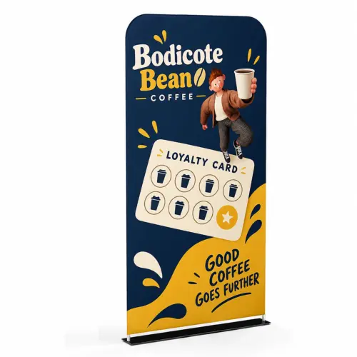 Soft Touch Fabric Banner - 1200mm Wide - Single-Sided, shown with example artwork