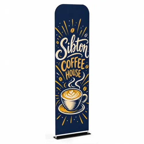 Soft Touch Fabric Banner - 600mm Wide - Double-Sided, shown with example artwork