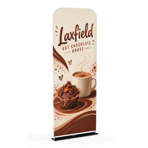 Soft Touch Fabric Banner - 900mm Wide - Double-Sided, shown with example artwork