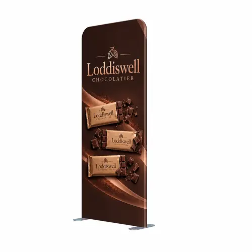 Soft Touch Straight Fabric Display - 1m - Double-Sided, shown with example artwork
