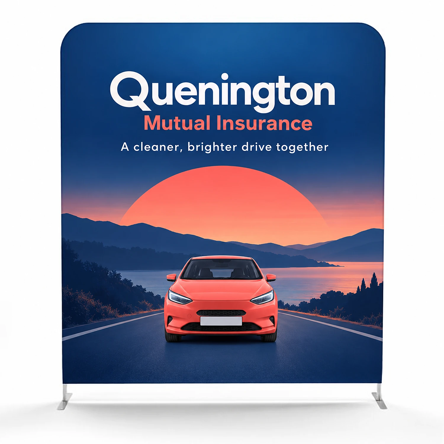 Soft Touch Straight Fabric Display - 2m - Double-Sided, shown with example artwork