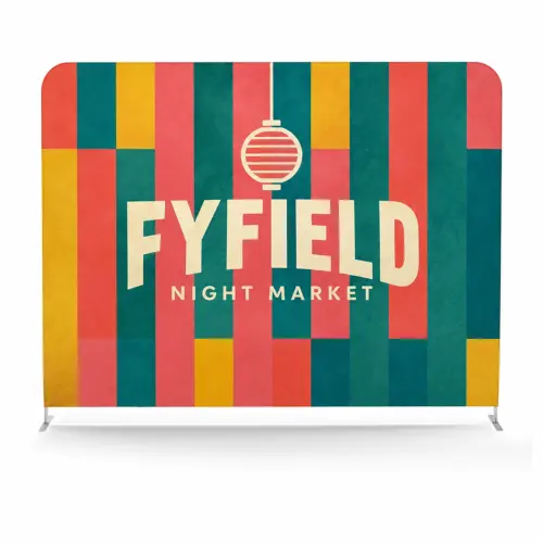 Soft Touch Straight Fabric Display - 3m - Double-Sided, shown with example artwork