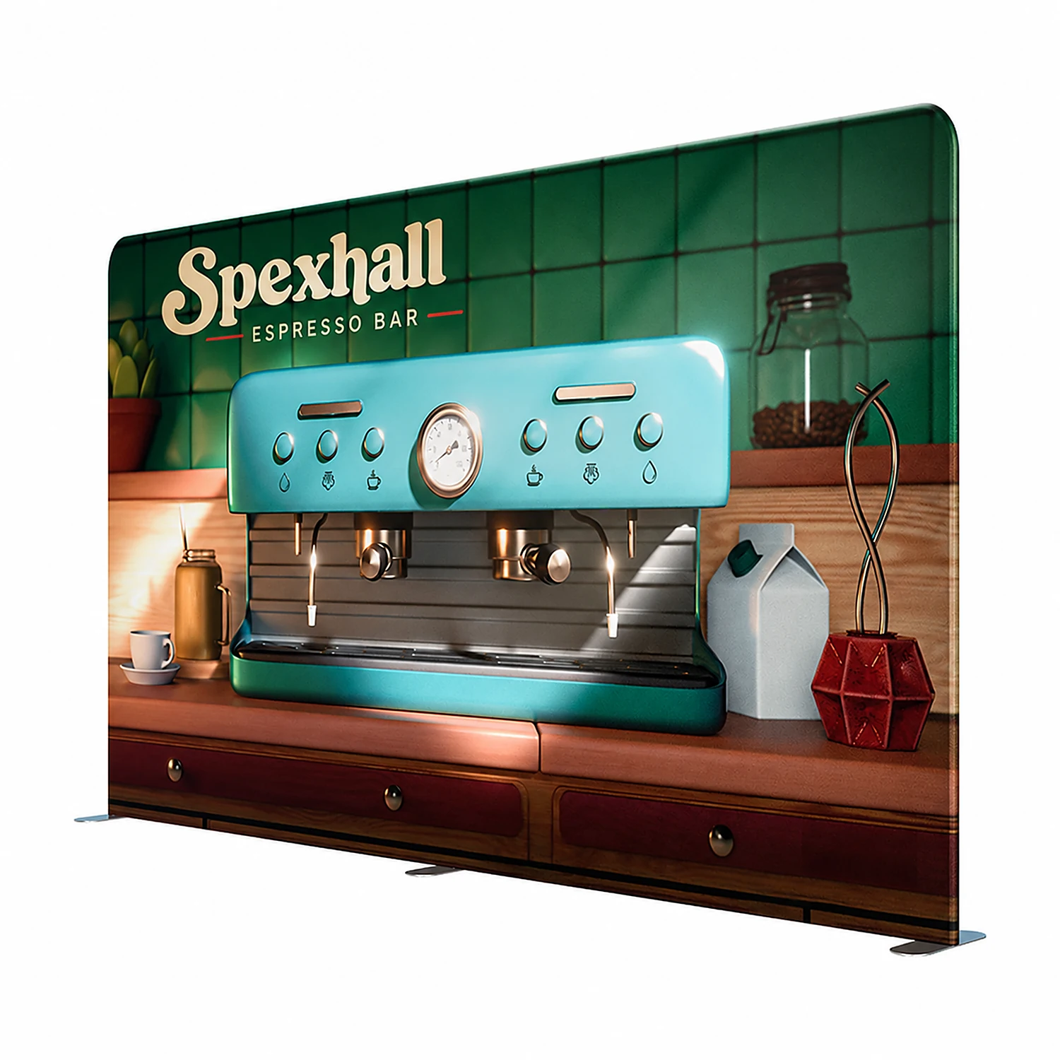Soft Touch Straight Fabric Display - 4m - Double-Sided, shown with example artwork