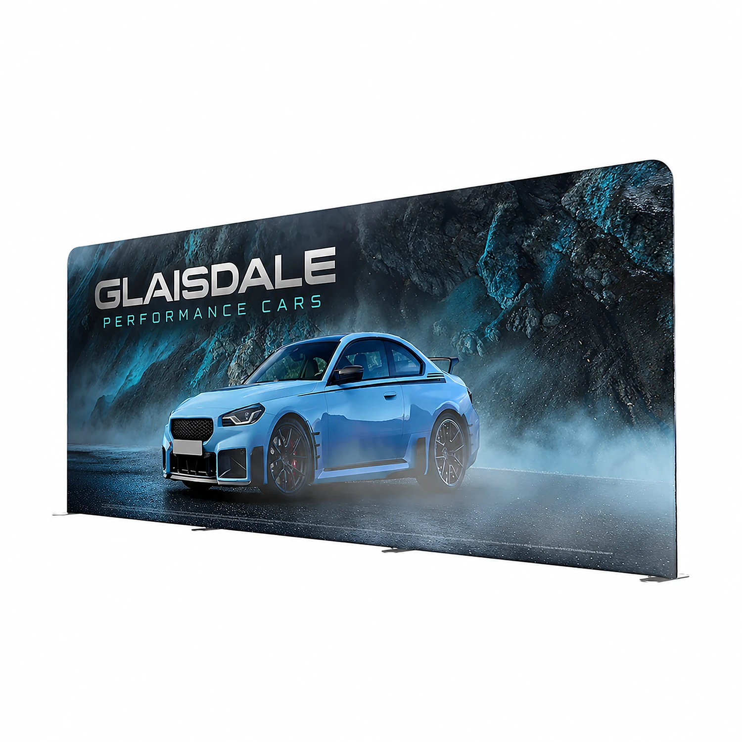 Soft Touch Straight Fabric Display - 6m - Double-Sided, shown with example artwork