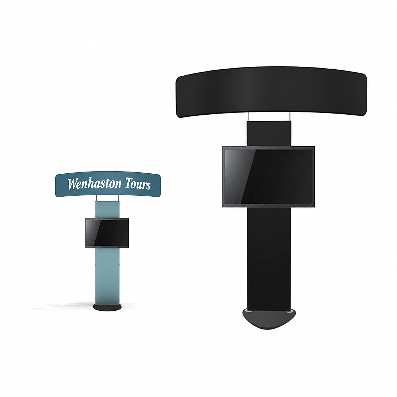 Standroid Monitor Stand - Adjustable Height - 24 to 46 inch Screens, shown with example artwork