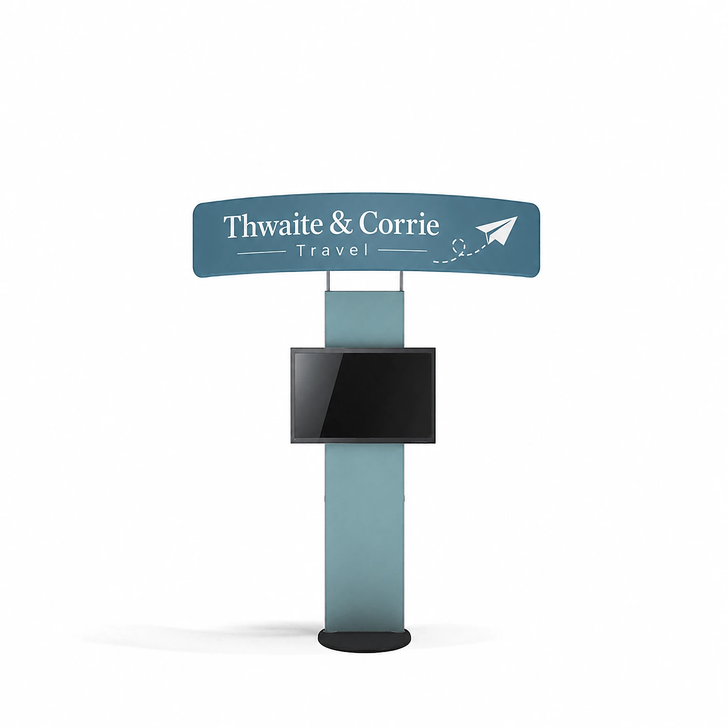 Standroid Monitor Stand - Adjustable Height - 24 to 46 inch Screens, shown with example artwork