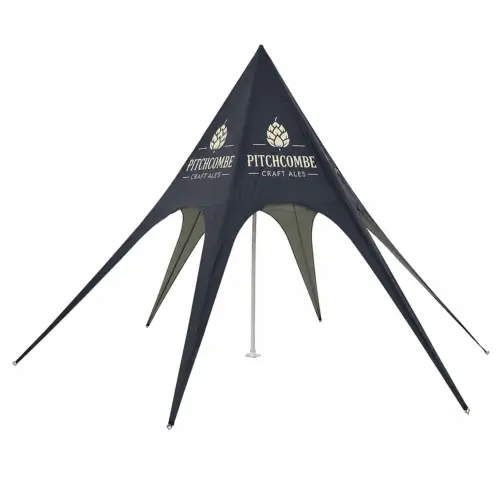 Star Tent - 15m Dia x 6m High - Outdoor Event Tent, shown with example artwork