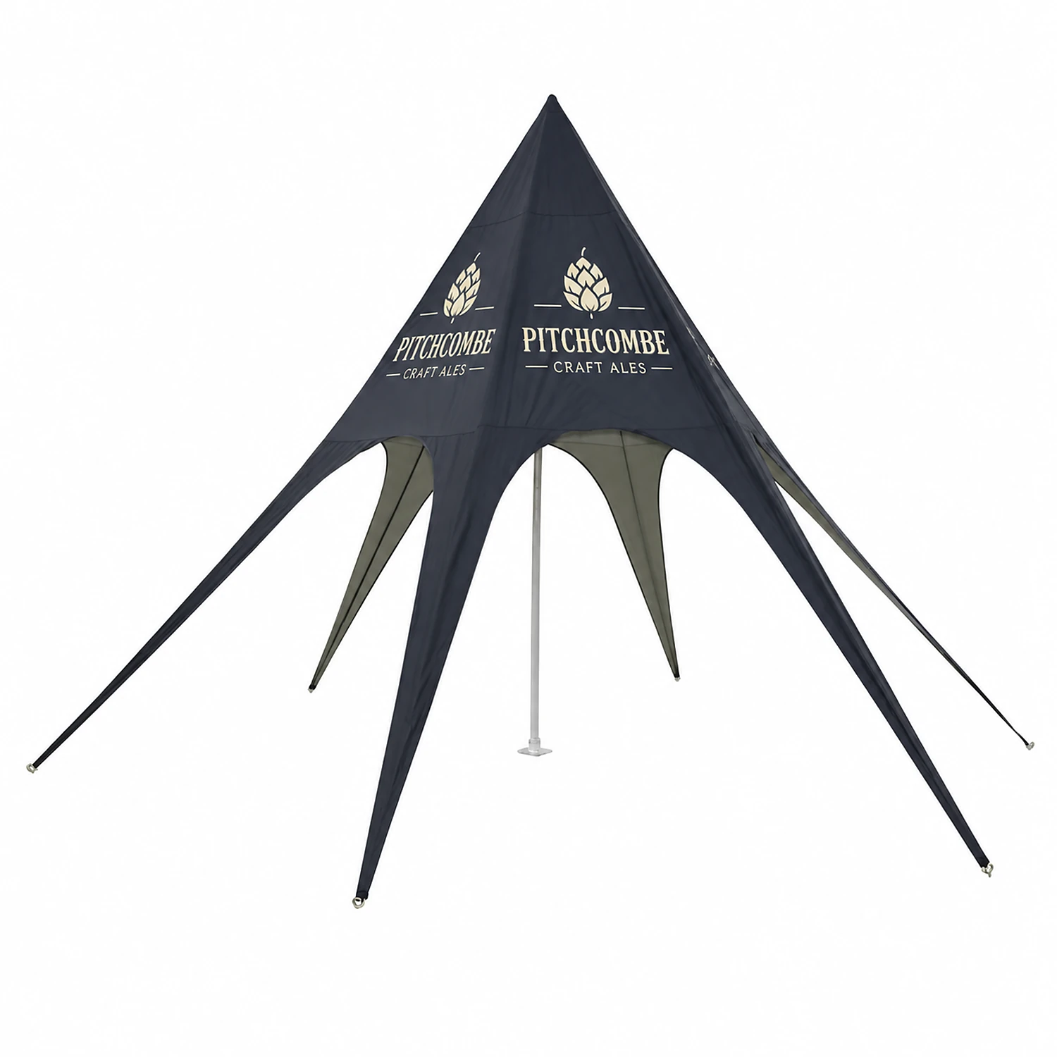 Star Tent - 15m Dia x 6m High - Outdoor Event Tent, shown with example artwork