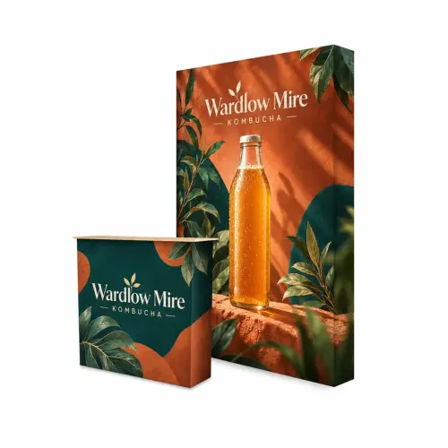 Textile Straight Fabric Pop-up Stand - 3x2 - 1525mm x 2262mm, shown with example artwork