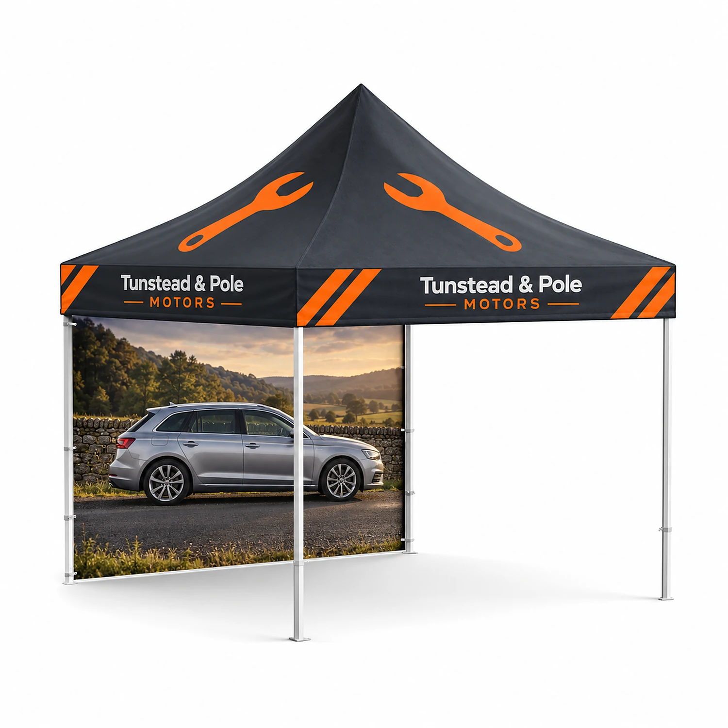The Discover Gazebo - 3m x 6m - Custom Printed Weatherproof Canopy, shown with example artwork