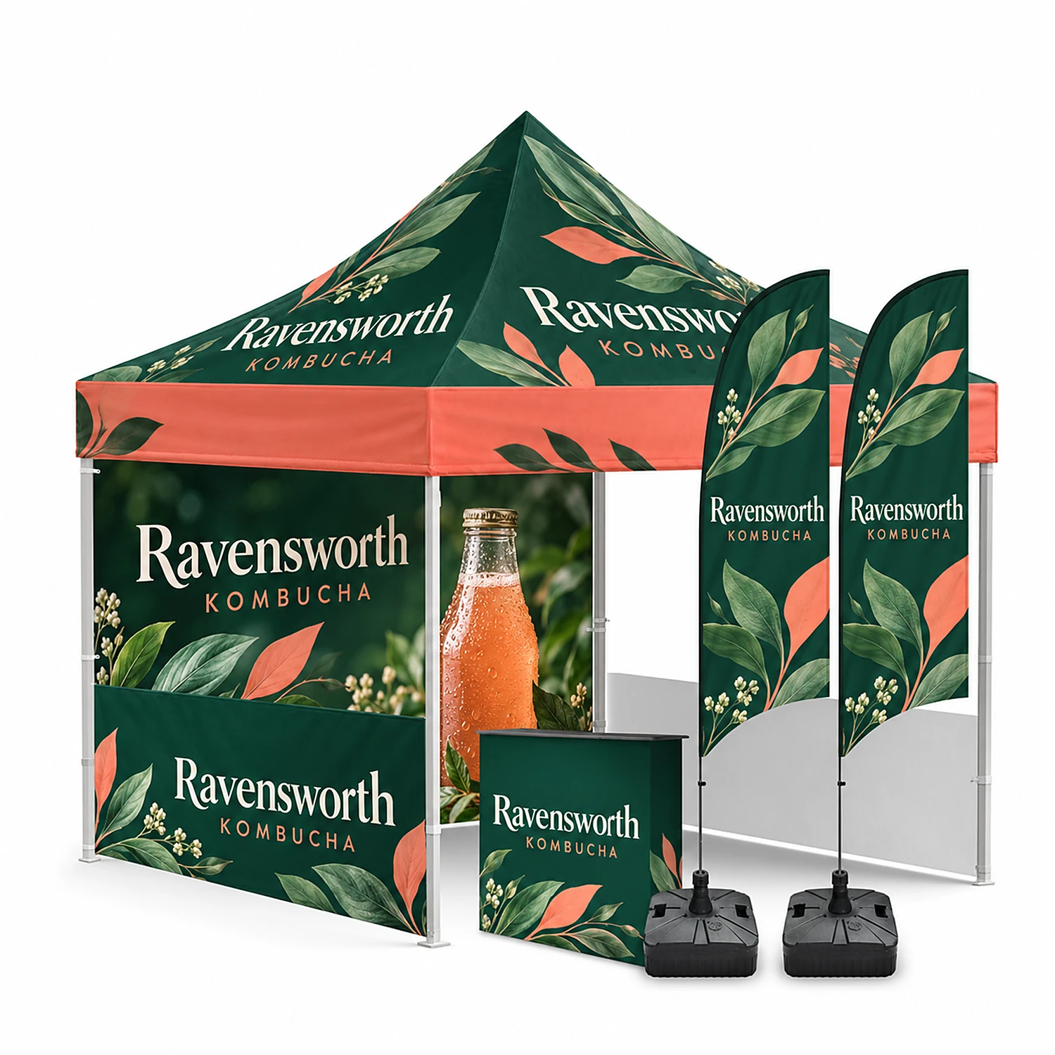 The Event Pro Gazebo Kit - 3m x 6m - Custom Printed Canopy with Walls, shown with example artwork