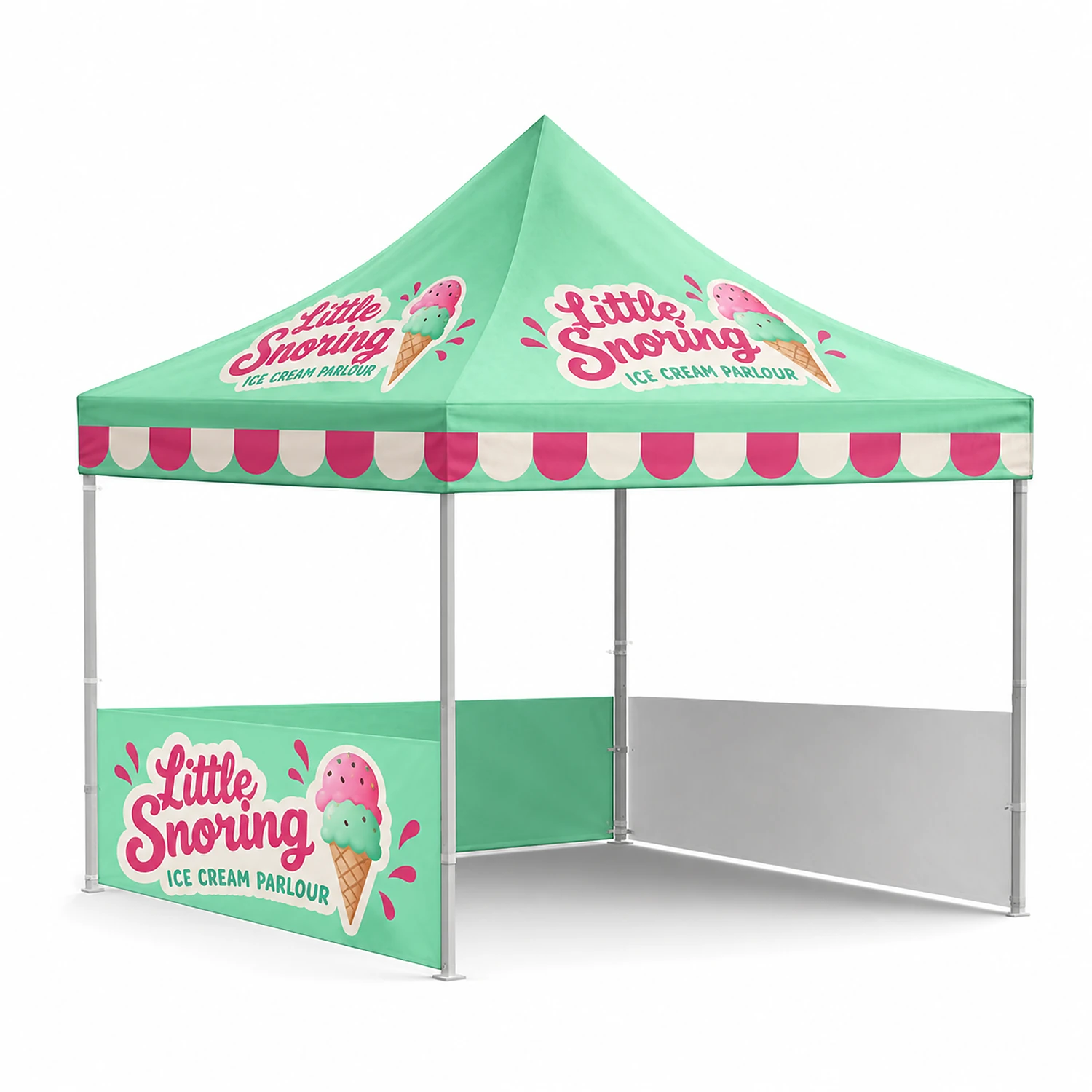 The Imperial Gazebo - 3m x 6m - Custom Printed Weatherproof Canopy, shown with example artwork