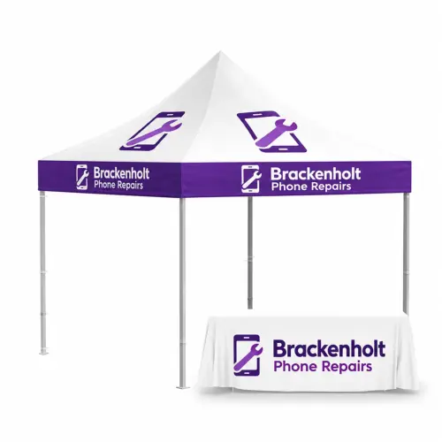 The Standard Pro Gazebo Kit - 3m x 6m - Custom Printed Canopy, shown with example artwork