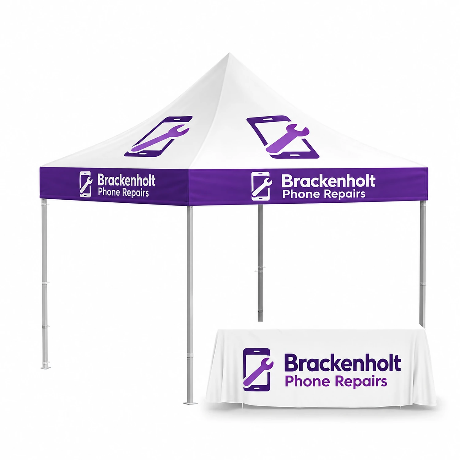 The Standard Pro Gazebo Kit - 3m x 6m - Custom Printed Canopy, shown with example artwork