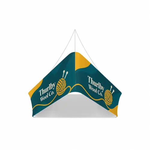 Trio Tapered Blimp - Hanging Banner System - Double-Sided - 10ft x 48in, shown with example artwork