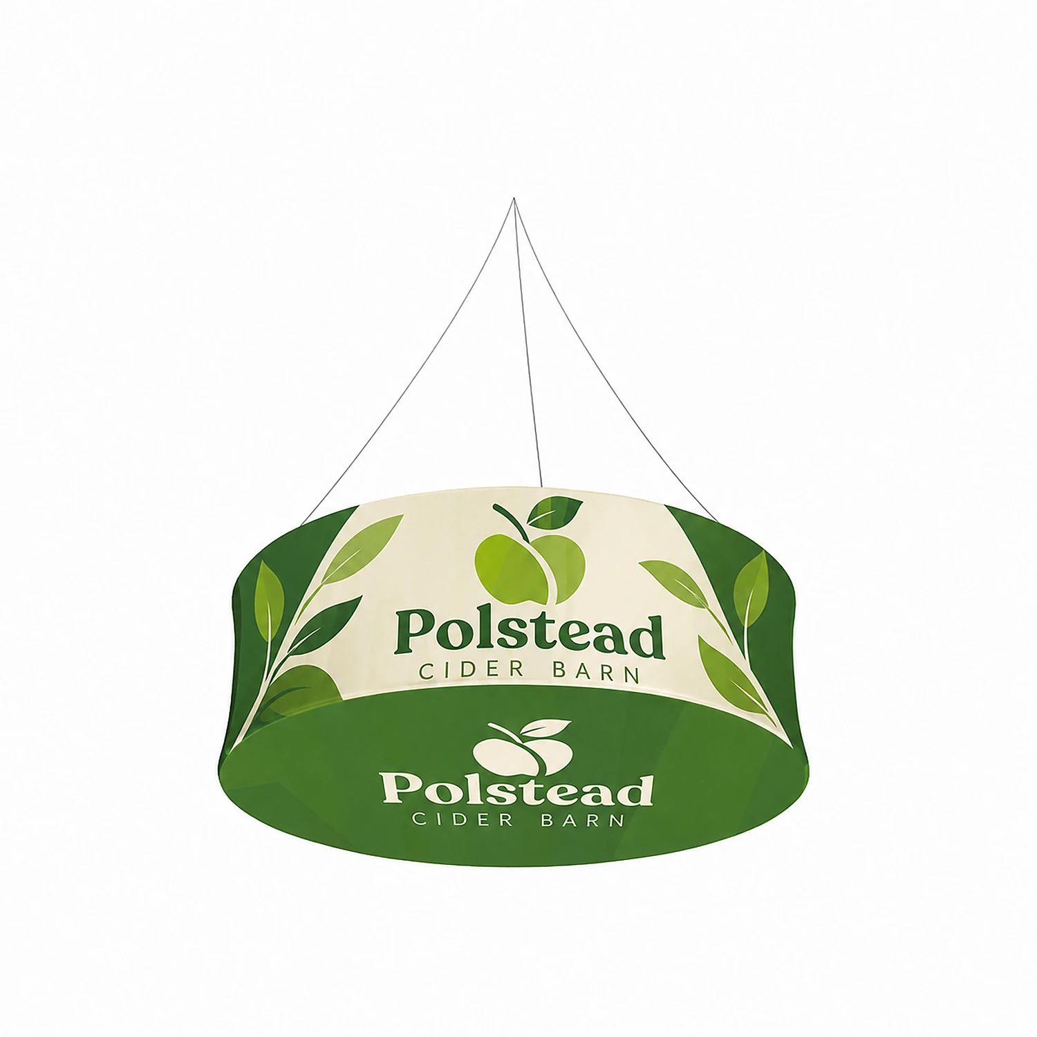 Tube Blimp - Hanging Banner System - Double-Sided Print - 8ft X 48in, shown with example artwork
