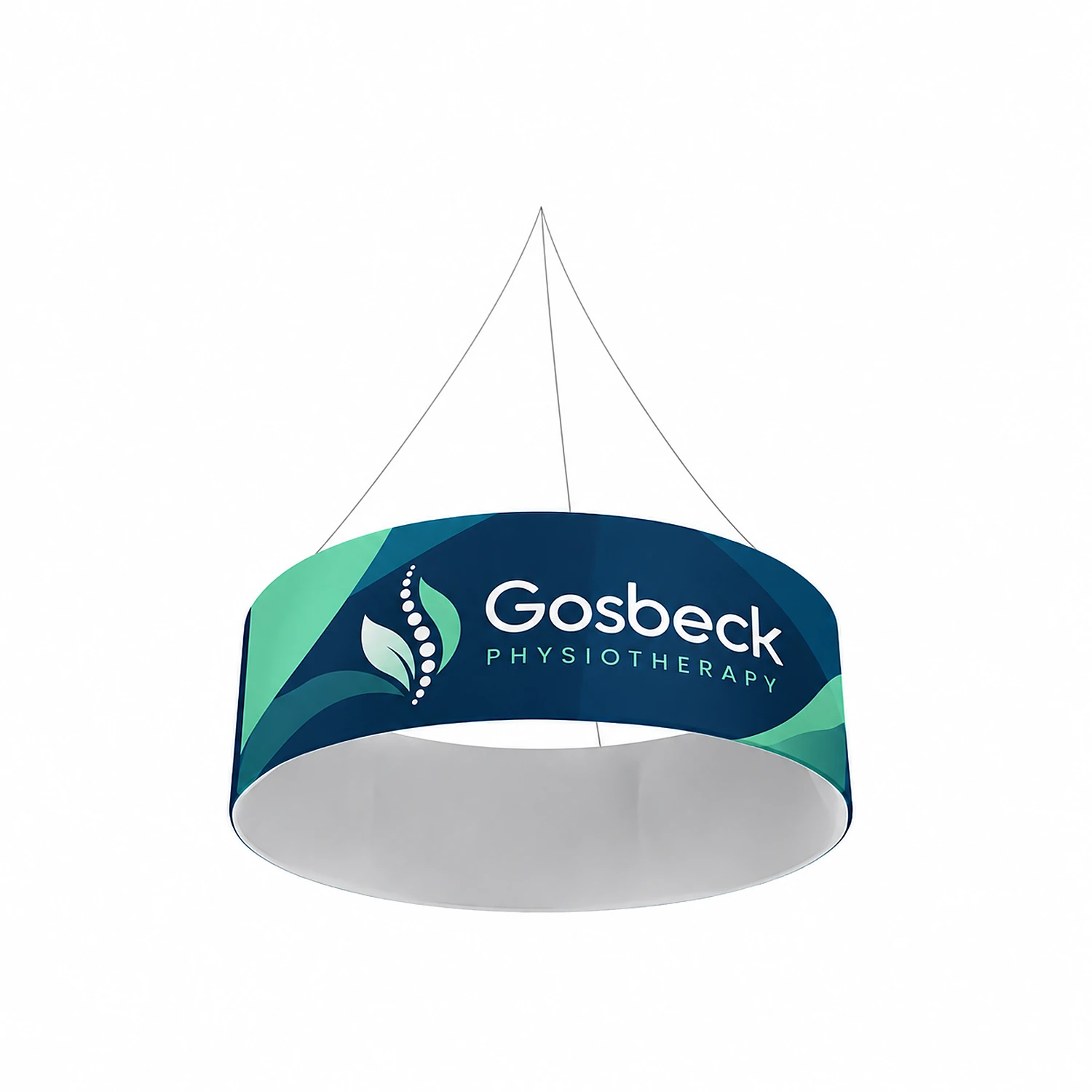 Tube Blimp - Hanging Banner System - Double-Sided Print - 8ft X 48in, shown with example artwork