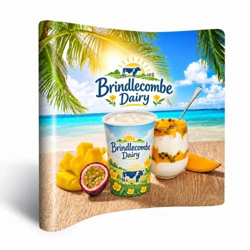 Vision Value Pop-Up Exhibition Display Wall - 3x5 - Curved, shown with example artwork