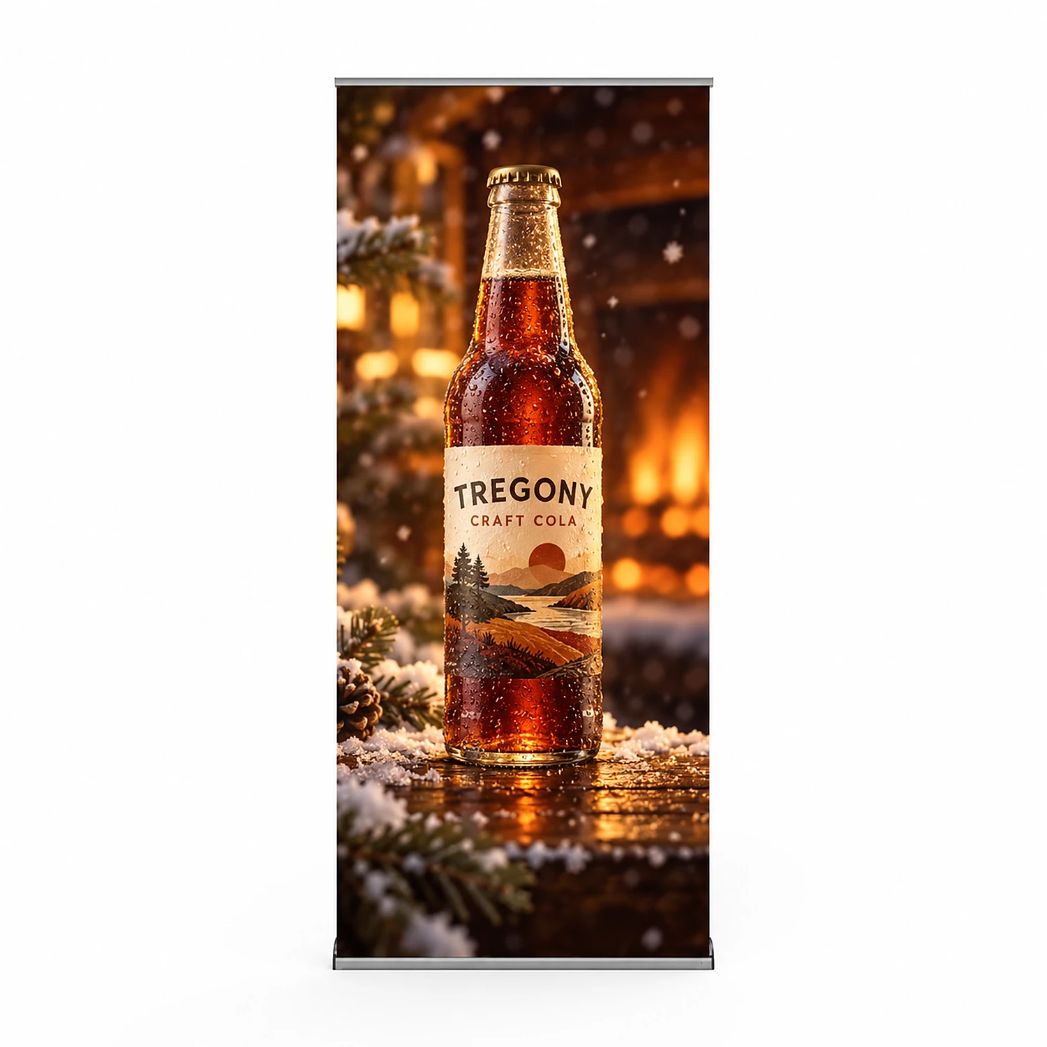Wave Roller Banner - 800mm W x 2000mm H - Single-Sided, shown with example artwork