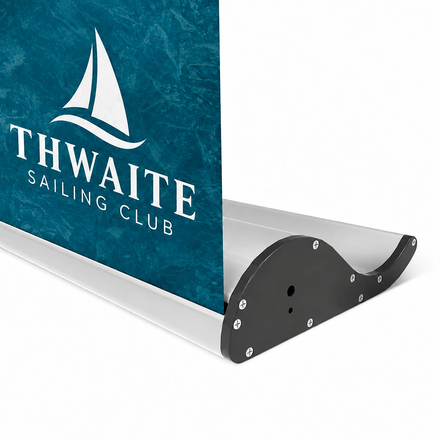 Wave Roller Banner - 800mm W x 2000mm H - Single-Sided, shown with example artwork