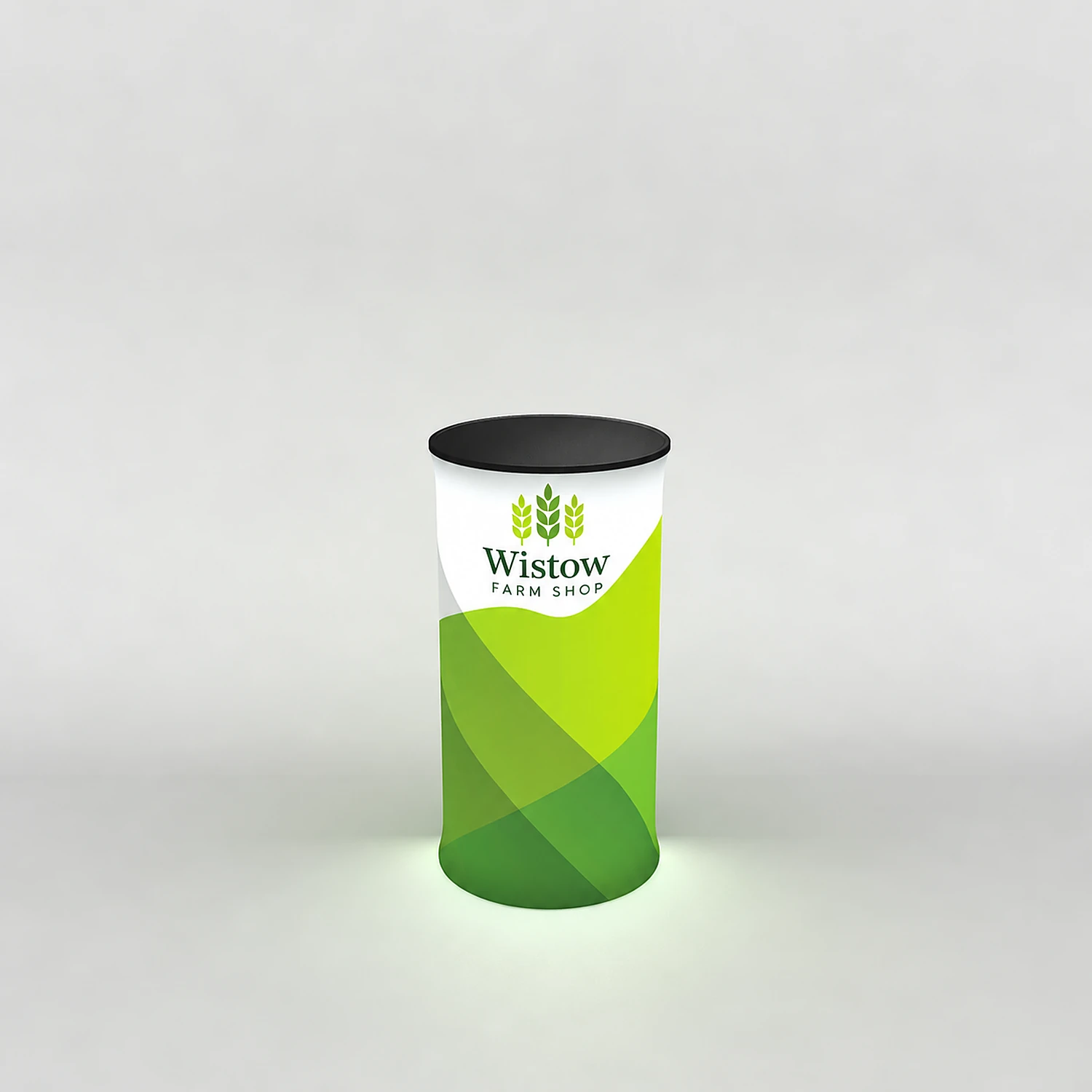 WaveLight® Air Inflatable Backlit Circular Tower - 800 x 800 x 1500 mm, shown with example artwork