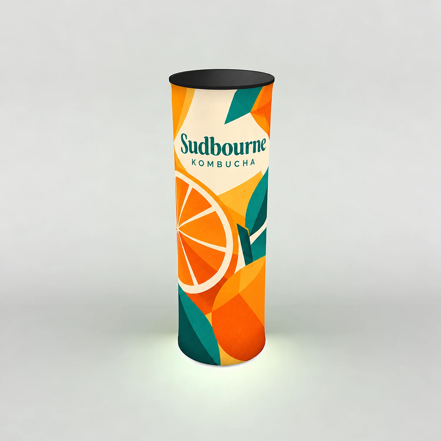 WaveLight® Air Inflatable Backlit Circular Tower - 800 x 800 x 2280 mm, shown with example artwork