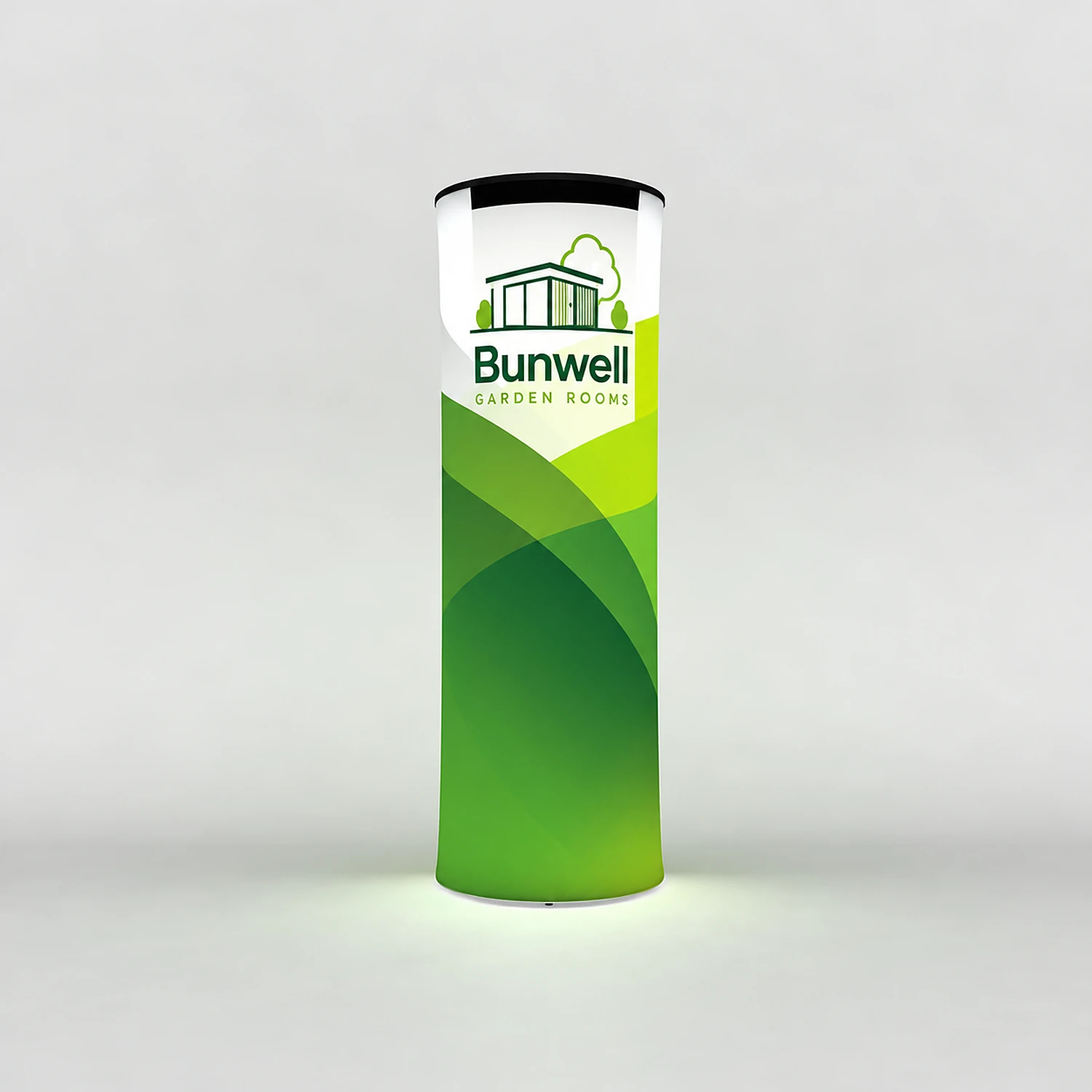 WaveLight® Air Inflatable Backlit Circular Tower - 800 x 800 x 2280 mm, shown with example artwork