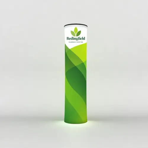 WaveLight® Air Inflatable Backlit Circular Tower - 800 x 800 x 3200 mm, shown with example artwork